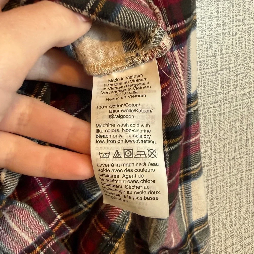 Madewell Women XS Plaid Flannel Cotton Button Down Shirt Oversized Gorpcore Cozy - Picture 7 of 9